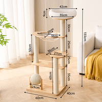 Tempat Tidur Kucing 2 in 1 Tiang Garukan Sisal Tahan Lama dengan Mainan Bola Bulu untuk Anak Kucing, Rangka Panjat Dalam Ruangan, Mainan Kucing, Pohon Kucing