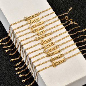 Tobilleras de Acero Inoxidable con Letras Inglesas en Oro de 18K, Adornos para Pies de Mujer, Joyería Simple que Combina con Todo - Product Image 1