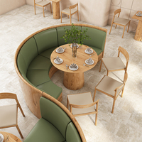 Café en cuir de luxe commercial moderne en bois utilisé en plein air meubles de restaurants tables et chaises ensemble de cabines à vendre