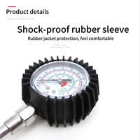 Pneumatische Werkzeuge: Gerader Spannzangen-Druckmesser 0-220 psi, analog, für LKW-Reifen mit flexiblem Schlauch