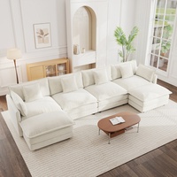 Sofá Modular en Forma de U de Lujo, Sofá Reversible en Forma de U, Chaise Longue Grande de Chenilla, Otomanas Dobles Extra Grandes