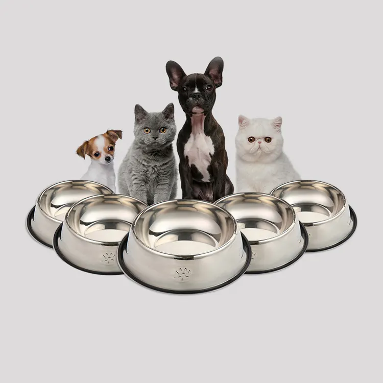 Novità progettata ciotola per cani in acciaio inossidabile ciotola per gatti ciotola per l'alimentazione dell'animale domestico ciotola per l'alimentazione del cane in acciaio inossidabile di forma rotonda