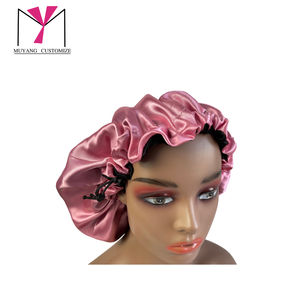 Gorro de satén personalizado Muyang con cordones ajustables de 54-56 cm, diseño estampado con personajes, gorro de dormir moderno para mujer, para uso doméstico. - Product Image 6