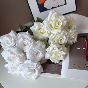 ช่อดอกไม้ประดิษฐ์ดอกกุหลาบผ้าไหมสีฟ้ากันฝุ่นสำหรับงานแต่งงานของตกแต่งบ้านดีไซน์ใหม่สำหรับฤดูใบไม้ร่วง - Product Image 6