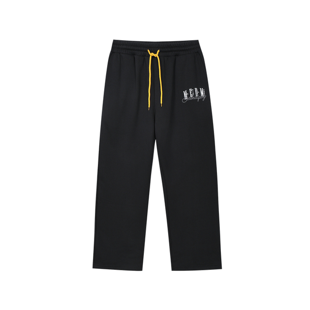 Men's American Style Casual Sport Pants Straight-Leg Sweatpants Spring Autumn Fleece Trousers Drawstring Mid 100% Cotton