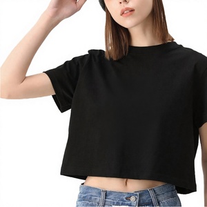 Camiseta Gráfica Oversize de Punto Ecológico para Mujer, Estilo Urbano, Corta, Transpirable, 100% Algodón, para Verano - Product Image 2