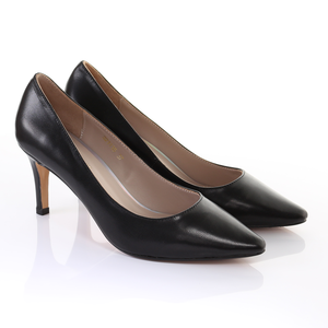 Leather 8cm Pin Heel Pointed Toe <b>Pumps</b>-<b>Black</b> - Product Image 4