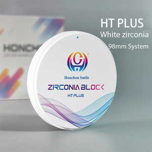 โลโก้ที่ปรับแต่งได้ 1350Mpa 39% โปร่งแสง Ht Plus สีขาว Z Irconia แผ่นเพทาย Lab เซอร์โคเนียบล็อกทันตกรรมรายการ Cad Cam บล็อก - Product Image 2