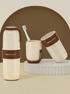 Portable Plastic Toothbrush <b>Toothpaste</b> Storage Box Case With Mouthwash Cup <b>Holder</b>, Ideal for Home & Travel Use Custom Logo - Product Image 2