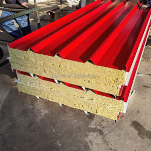 Panel Sándwich de Lana de Roca Ignífuga, Panel Sándwich de Lana de Roca para Paredes Exteriores, <span class=keywords><strong>Techo</strong></span> de Hierro, Lana de Roca - Product Image 4