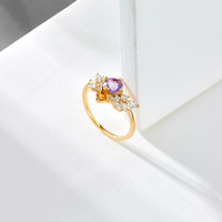 Bague Niche S925 en argent avec améthyste naturelle pour femme, style rétro, forme géométrique, bijoux fins en argent pour dîner de gala