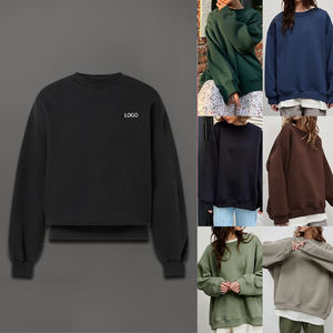 Sweatshirts coupés et cousus Pull à col rond unisexe Broderie de logo personnalisé 500gsm 100% coton Imprimé Sweat-shirt à col rond personnalisé - Product Image 2