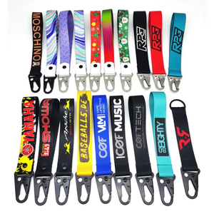 Heavy-Duty Woven Embroidered Short Keychain Lanyard Durable Metal Hook Key Strap for Biker & Outdoor Use - Product Image 5