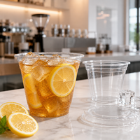 Gobelet jetable transparent en PET de 95 mm de diamètre, 9 oz, pour boissons froides, avec logo personnalisé, idéal pour café glacé, thé Boba, jus à emporter – Vente en gros usine