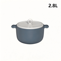 Casserole en céramique de style nordique 2,8 L, légère, résistante à la chaleur, antiadhésive, avec 2 poignées, pour ragoûts et soupes, compatible flamme nue