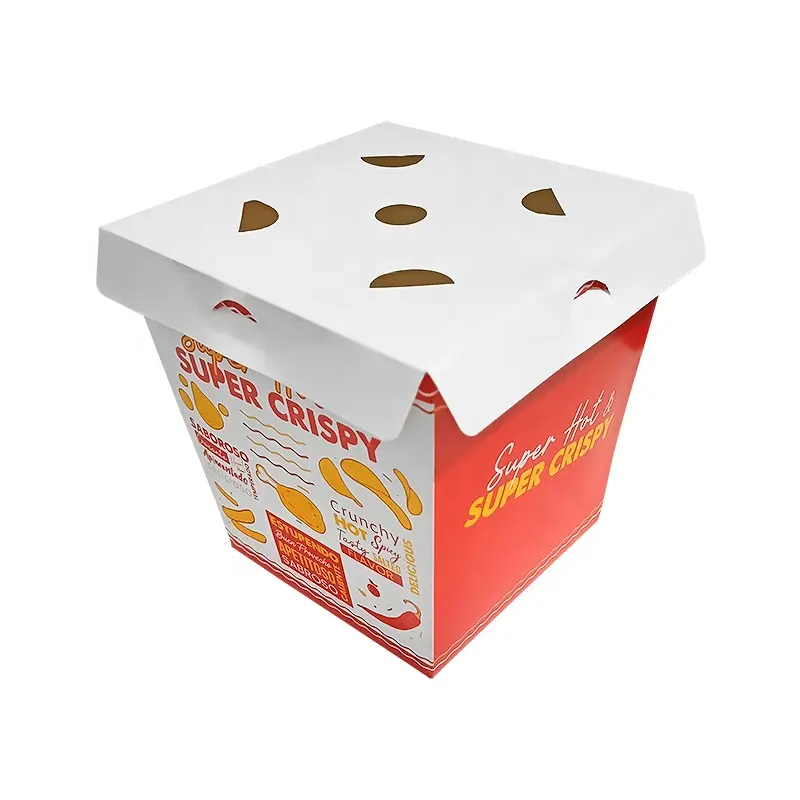 Fast Food Packaging Large Fried Chicken Togo Boxes Popcorn Paper Box With Lid For Fried Chicken