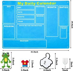 Calendario diario de fieltro para niños pequeños, preescolares, tabla de aprendizaje temprano de estaciones, clima y fecha, gráfico de pared, juguetes educativos de tela de fieltro - Product Image 5