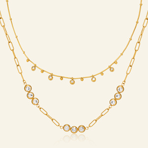 MYNECK Trendy 18K Chapado en oro Acero inoxidable Navidad Nueva moda Aspecto en capas con collar de circón a buen precio para <span class=keywords><strong>VSCO</strong></span> GIRL - Product Image 2