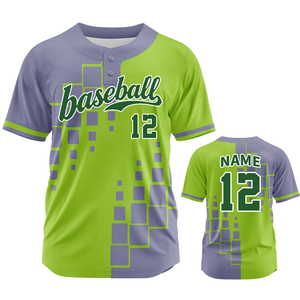 Maillot de baseball respirant en polyester pour homme grande taille avec boutons, broderie et impression par sublimation, modèle vierge ZP25033 - Product Image 3