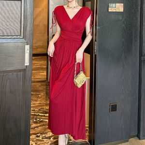 <span class=keywords><strong>Robe</strong></span> de Demoiselle d'Honneur ZYHT 70447 Sexy et Décontractée pour Noël, <span class=keywords><strong>Robe</strong></span> de Soirée ou de Bal Sans Manches, <span class=keywords><strong>Robe</strong></span> Longue Plissée <span class=keywords><strong>Bordeaux</strong></span> pour Femme pour la Plage ou l'Église - Product Image 2