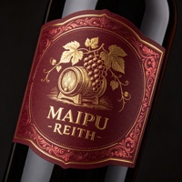 Étiquettes de vin personnalisées haut de gamme, autocollants en papier texturé imprimés à l'or pour les vignerons, les bouteilles de vin et la mise en valeur de la marque.