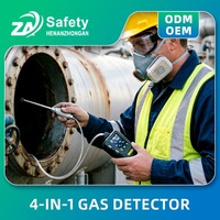Detector de 4 Gases para Espacios Confinados, Medidor Multigas Personal, Monitor de Cuatro Gases, Monitor de Gas de 4 Cabezas, Detector de Gas LEL Portátil