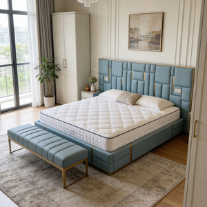 <span class=keywords><strong>Lit</strong></span> capitonné en cuir bleu smog, luxe léger italien, <span class=keywords><strong>lit</strong></span> <span class=keywords><strong>double</strong></span> 1,8 m, chambre principale, banc de <span class=keywords><strong>lit</strong></span> assorti - Product Image 2