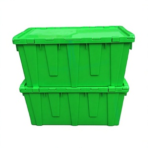 <b>Plastic</b> Storage Container Rectangle Heavy Duty Attached Lid Nest Stackable 35L Capacity Multifunctional Design Moving <b>Tote</b> - Product Image 3