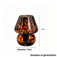 Lampe de table en verre rétro de style américain en forme de champignon USB avec veilleuse à intensité variable et lumière d'ambiance pour table de chevet de chambre à coucher