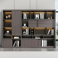 Archivador de Oficina Moderno con Estantes Abiertos, Luz LED, Mueble de Almacenamiento para Oficina Ejecutiva