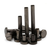 Vis Chicago Cloxy à tête ronde de 8 mm pour artisanat du cuir, finition noir canon, attaches pour portefeuilles, vis pour ceintures, vis Chicago en laiton massif