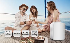 Refrigerador pequeño compacto sin freón de 4L/6 latas, <span class=keywords><strong>1</strong></span> <span class=keywords><strong>puerta</strong></span> para almacenamiento en hoteles, bebidas para el cuidado de la piel, cosméticos, caja corrugada empaquetada - Product Image 6