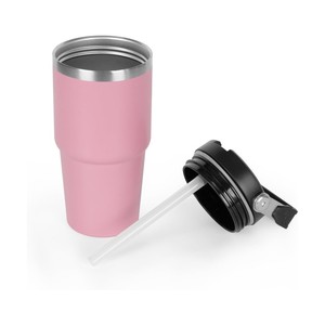 Vaso Térmico para Café, Taza de Acero Inoxidable de Doble Pared con Aislamiento al Vacío, Tapa de Rosca y Pajita, Taza de Viaje Antideslizante para Bebidas Calientes y Frías - Product Image 3