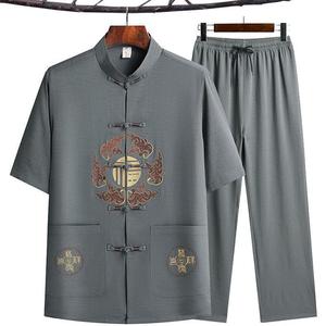 Vêtements traditionnels <span class=keywords><strong>chinois</strong></span> Tang, costume de Kung Fu, T-shirt et pantalon brodés, style décontracté, Wing Chun <span class=keywords><strong>Tai</strong></span> <span class=keywords><strong>Chi</strong></span>, ensemble confortable pour hommes - Product Image 3