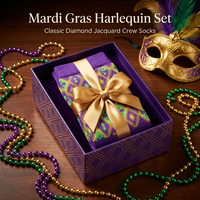 Chaussettes Mardi Gras pour Femme – Cadeau Idéal pour le Carnaval, les Défilés et les Fêtes – Chaussettes en Gros Motif Fleur de Lys et Masque – Accessoires de Fête pour les Fêtes Traditionnelles