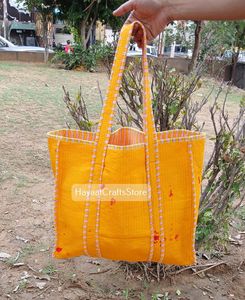Sac fourre-tout en coton matelassé de grande taille, de couleur unie, fait main, écologique, réutilisable et léger, de qualité supérieure - Product Image 6