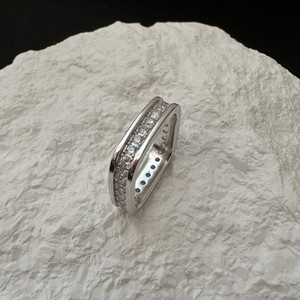 Anillo Cuadrado de Plata de Ley S925, Estilo Vintage, Diseño Retro Italiano Francés, Chapado en Oro de 18K, Ajustable, Talla Única - Product Image 4