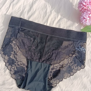 Culottes sexy en dentelle mi-hautes pour femmes, sous-vêtements féminins transparents à fleurs, culottes fines teintes unies, style boxer - Product Image 6