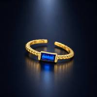 Anillo de Moda al por Mayor ChuYao, Zafiro Azul, Chapado en Oro, Aleación con Micro Pavé, Anillo de Diseño para Mujer, Joyería Personalizada
