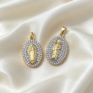 Collier pendentif ovale en ZIRCON brillant Vierge <span class=keywords><strong>Marie</strong></span> et Saint Jude, bijoux religieux catholiques pour femmes, cadeau pour la prière quotidienne à l'église - Product Image 4