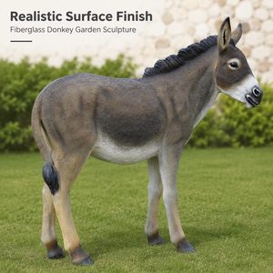 Statue d'âne en fibre de verre, sculpture animale réaliste et mignonne pour la décoration de jardin, de cour ou de chalet, ornement extérieur réaliste de <span class=keywords><strong>poulain</strong></span>, art de véranda - Product Image 1