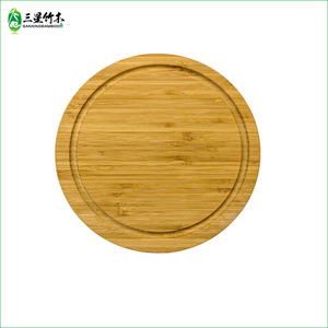Bamboo <b>cheese</b> cutting board and <b>knife</b> <b>set</b>, round <b>cheese</b> cutting board <b>set</b> with rotation, cooked food plate and cutting board. - Product Image 4