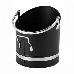 Cubo de carbón de hierro diseñado para almacenar cenizas calientes de forma segura mientras agrega encanto a la decoración tradicional de la chimenea interior - Product Image 1