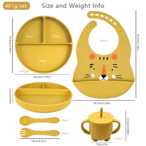 Juego de Alimentación de Silicona para Bebés con Logotipo Personalizado, Ecológico, Plato para Bebé con Vaso Antiderrames, Juego de Vajilla para Bebé, Caja de Regalo de Navidad - Product Image 4