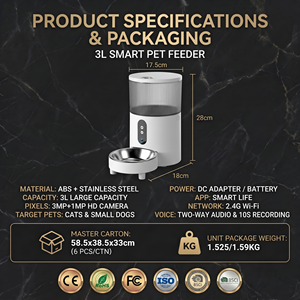 Comedero Inteligente para Gatos con Cámara, Control por WiFi y APP, Dispensador Automático de Comida para Mascotas de 3L, Programable, Recipiente de Plástico ABS, con Batería, Elegante y Moderno - Product Image 3