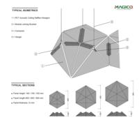 Plafonds acoustiques suspendus, panneaux insonorisants, dalles de plafond hexagonales, nuages acoustiques en fibre de polyester