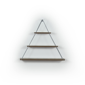 Moset Floating Wall Shelf Triangle Metal Bracket Walnut Chrome <b>Book</b> Display <b>Decorative</b> Rack - Product Image 3
