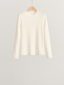 Pull-over ajusté en laine <span class=keywords><strong>mérinos</strong></span> 100% personnalisé pour <span class=keywords><strong>femme</strong></span>, couche de base d'hiver, tricot direct, couleur unie, anti-froissement, respirant, chaud et doux - Product Image 2