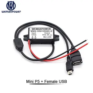 WEMAXPOWER car dc voltage step down regulator mini female usb 12v to 5v 3a dc converter