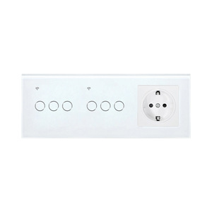 228 Type European Standard Smart Wifi Double Switch <b>Socket</b> Combination Tempered Glass Panel Tuya Smart App Control - Product Image 1